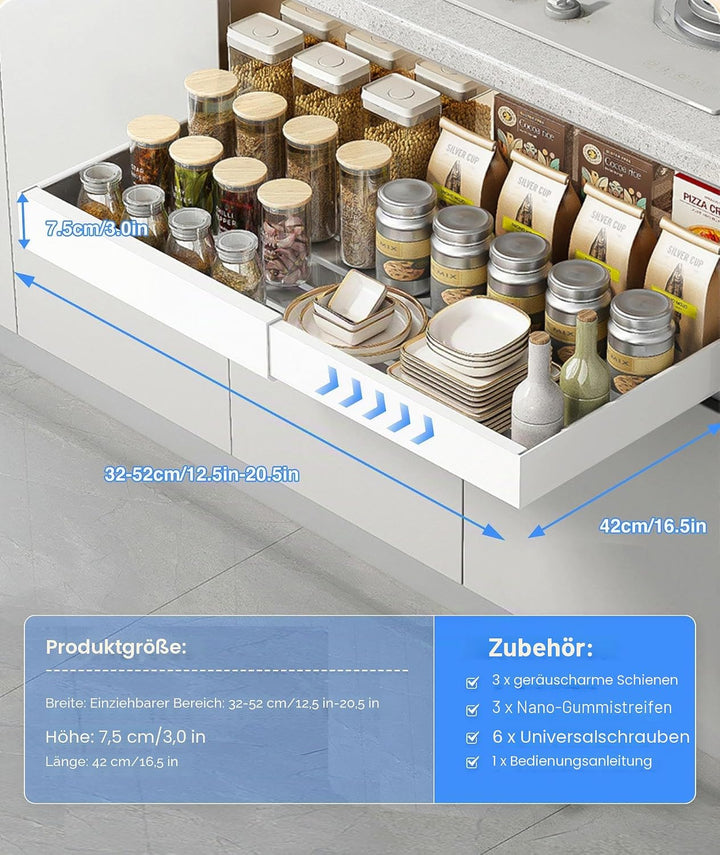 2 Ausziehbarer Schrank Organizer, Teleskopschublade Zum NachrüSten Kein Bohren Und Nageln Erforderli