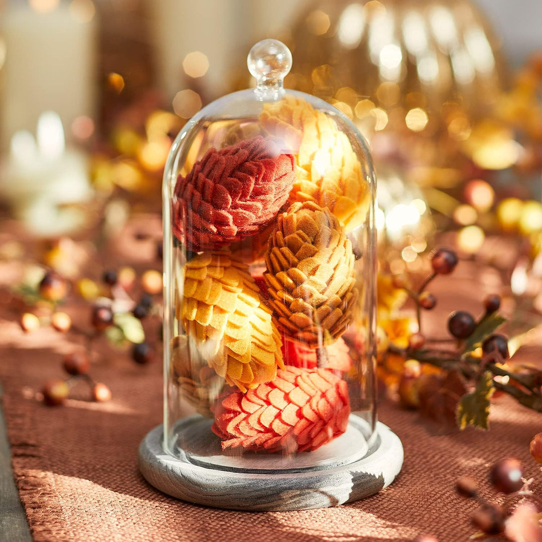 Lights4fun Deko Glasglocke mit grauem Holzboden 20,5cm Muttertagsgeschenk Geschenke zum Muttertag Mu