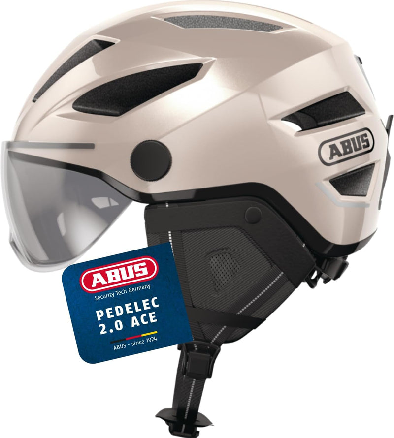 ABUS Stadthelm Pedelec 2.0 ACE - Fahrradhelm mit Rücklicht, Visier, Regenhaube, Ohrenschutz - für Da