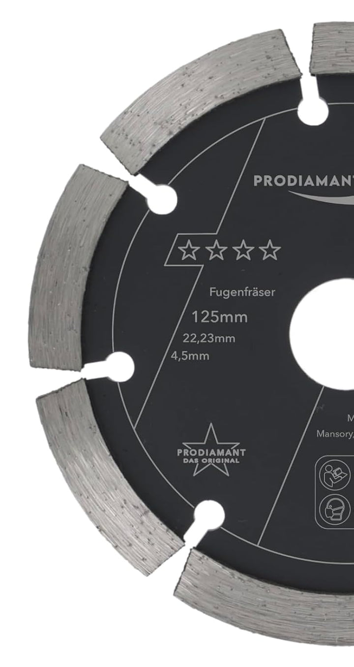 PRODIAMANT Fugenfräser ø 125mm Breite 4,5mm Frässcheibe für Mauerwerk Mörtel Fugen und Putz 10mm Seg