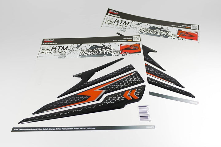 Tankpad Kniepad kompatibel für KTM 1290 Super Duke R Orange Silber X800475 Knee-Pad, Knee-Pad