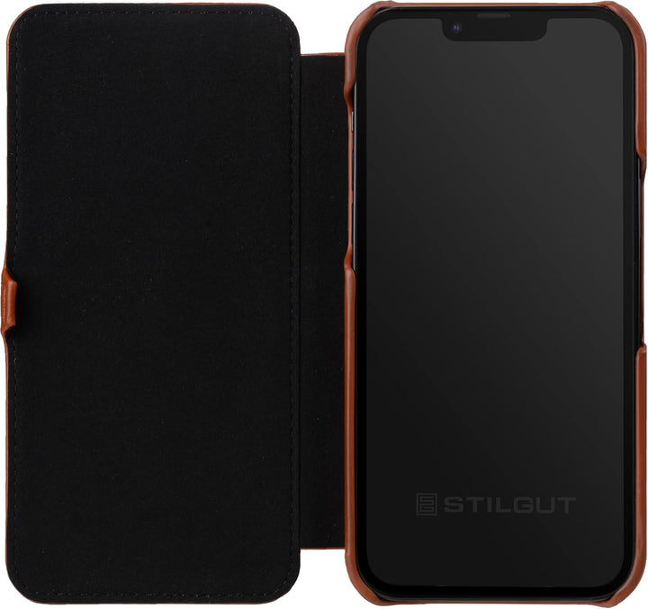 STILGUT Book Case kompatibel mit iPhone 14 Plus (6.7") Hülle aus Leder mit Clip-Verschluss, Klapphül