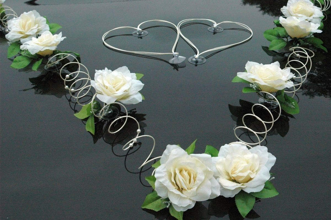Marta Auto Schmuck Braut Paar Rose Deko Dekoration Autoschmuck Hochzeit Car Auto Wedding Deko PKW (E