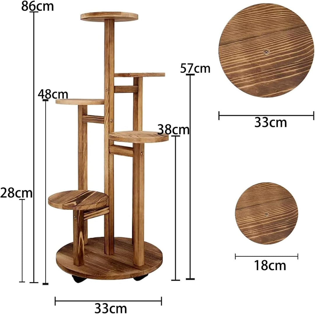 Wuciray Blumenständer Holz Pflanzenständer mit Rädern 5-Tier Pflanzentreppe Pflanzenregal Blumenbank
