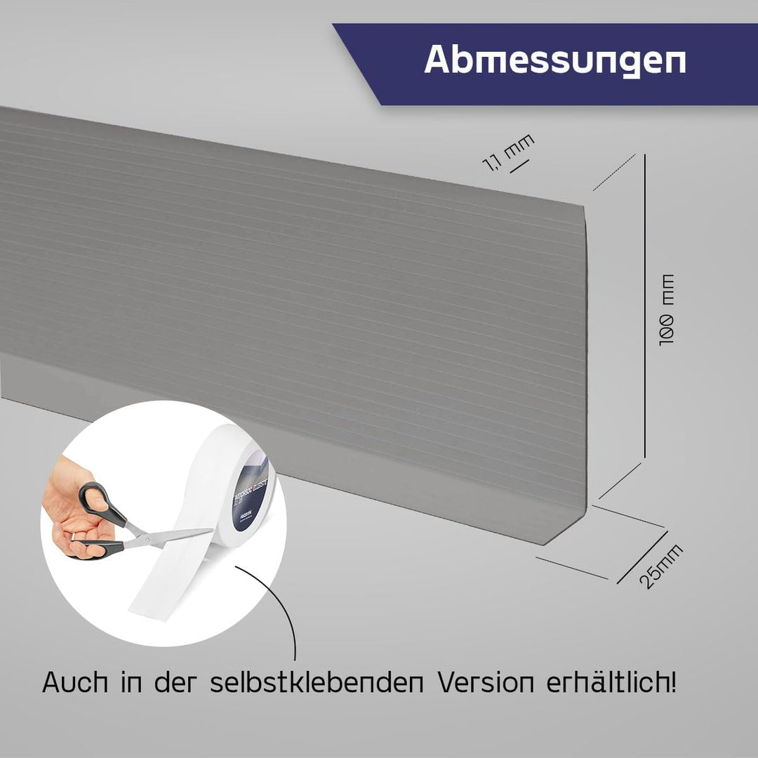 HOLZBRINK Weichsockelleiste PVC 100x25mm, 20 m | Wandleiste ohne Klebestreifen für Küche, Garage, Fl