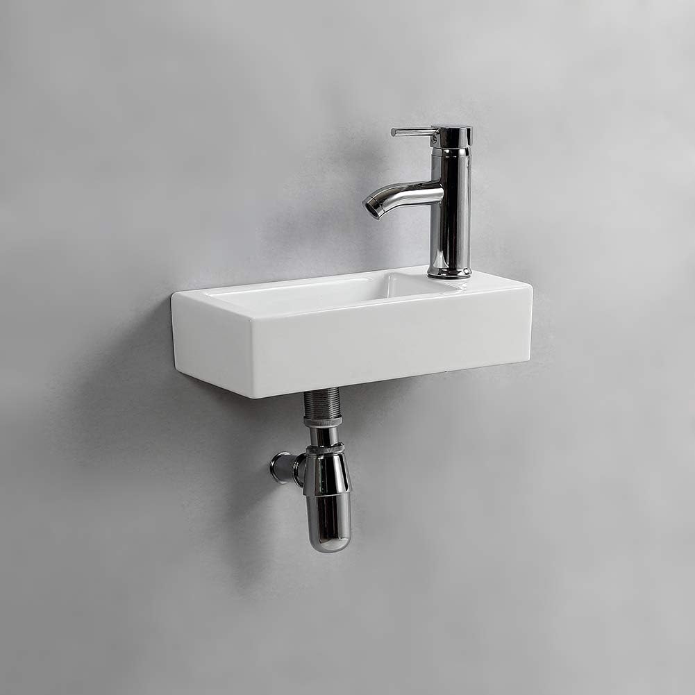 Waschbecken zur Wandmontage, klein, rechteckig, Keramik, rechts Moderne, Moderne
