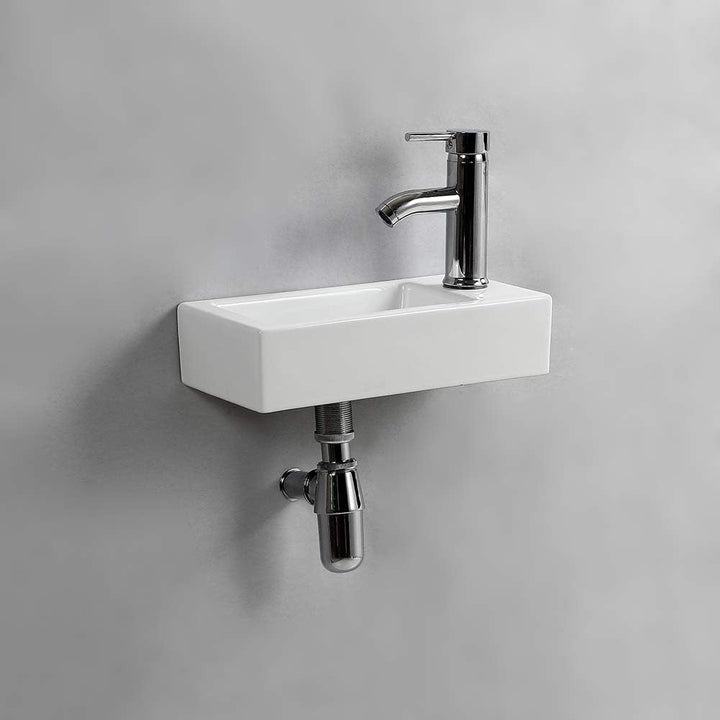 Waschbecken zur Wandmontage, klein, rechteckig, Keramik, rechts Moderne, Moderne