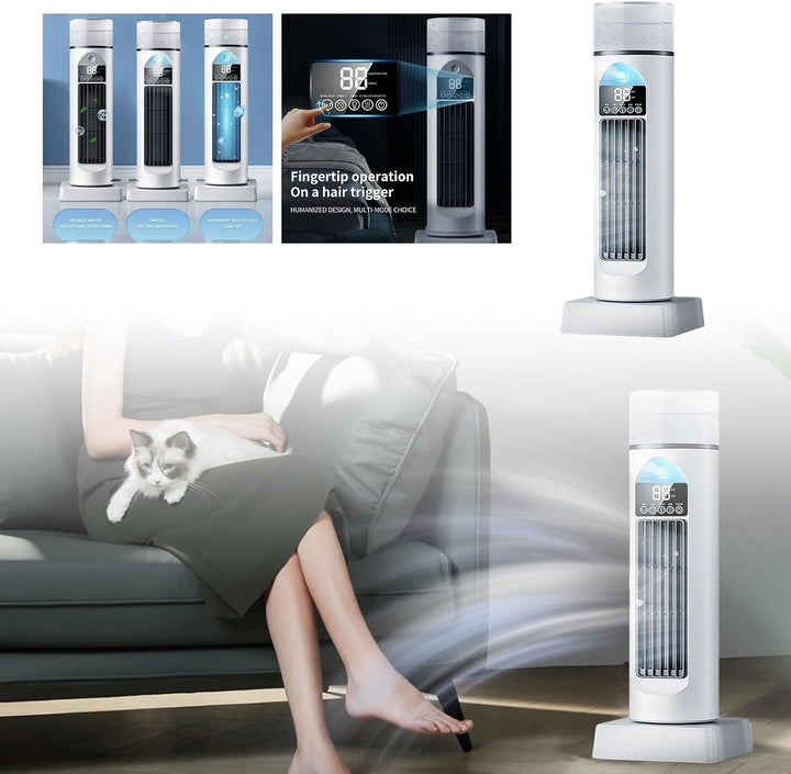 Turmventilator mit Kühlung Kaltluftventilator Cool Air Lüfter für Schlafzimmer Ruhiger Oszillierende