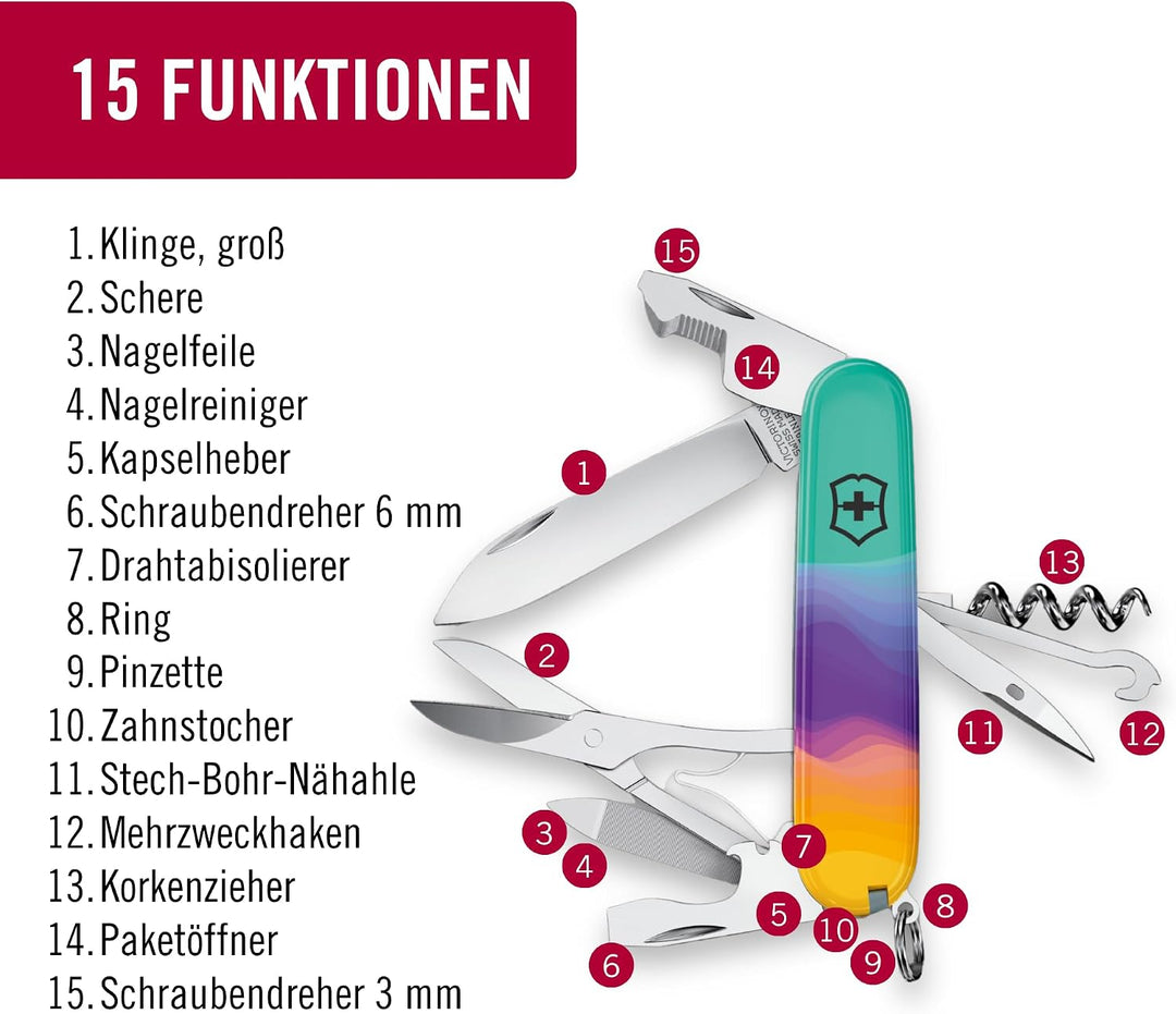 VICTORINOX Taschenmesser Companion, 16 Funktionen, Swiss Made, Multitool für Frauen, inkl. Geschenkb
