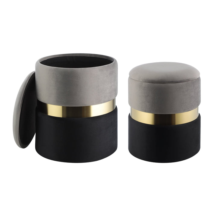 EGLO LIVING 2er Set Hocker mit Stauraum Mashike, Elegante Sitzhocker, runde Couch Beistellhocker, Po