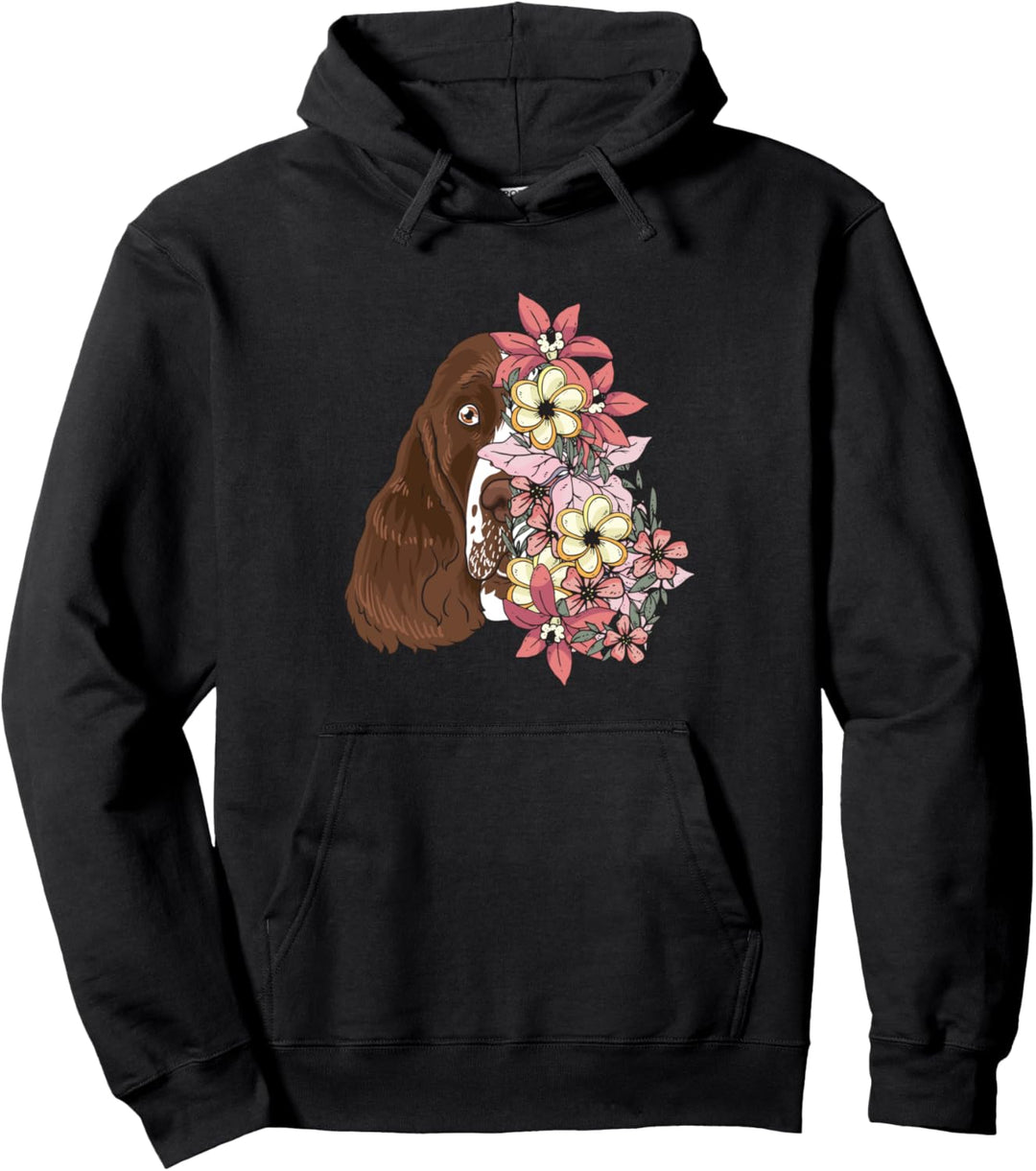 English Springer Spaniel Hund mit Blumen Pullover Hoodie