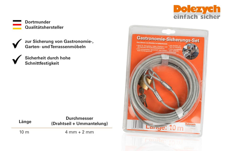 Dolezych Gastro- und Möbel-Diebstahlschutzseil, 10 m Länge