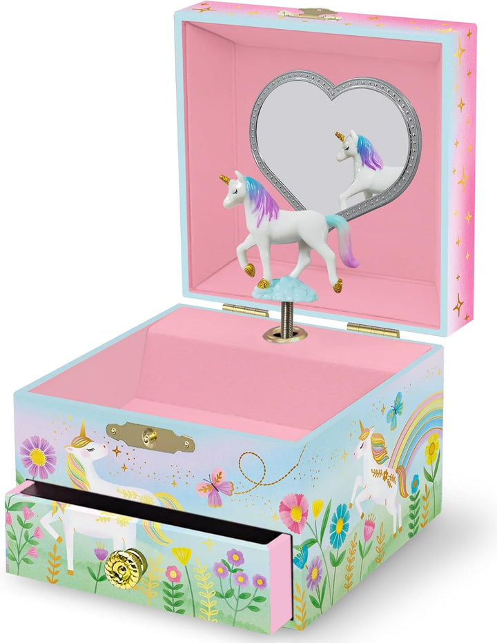 Musikalisches Einhorn-Schmuckkästchen für Mädchen – Kinder tanzende Einhorn-Spieluhr mit Spiegel, Ei