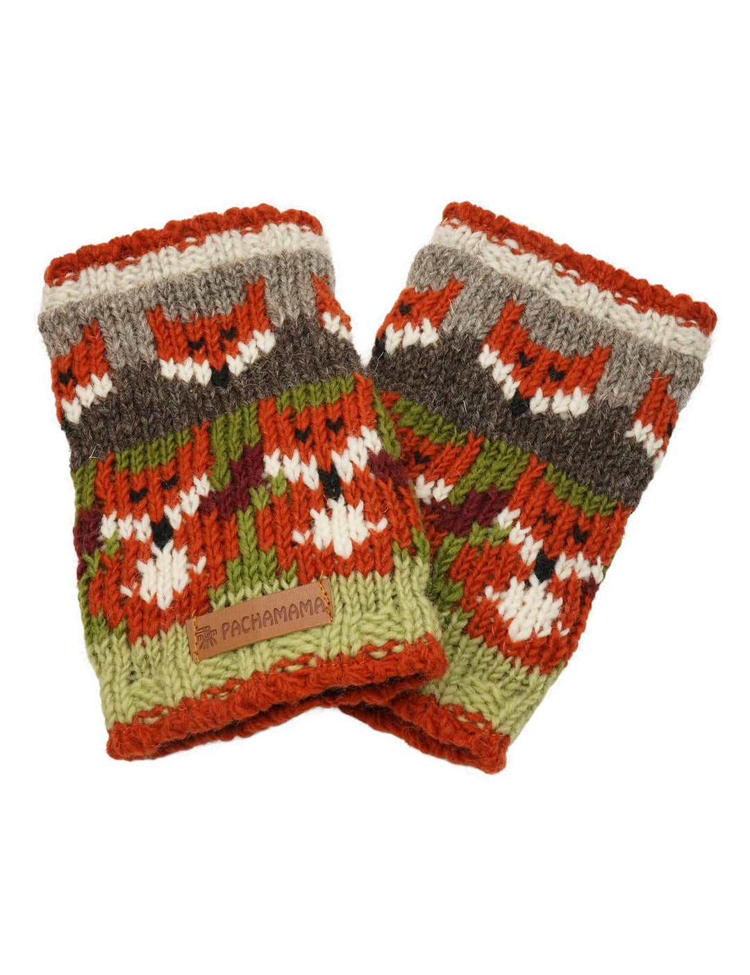 Frauen Wolle Handwärmer Fleece Gefüttert Handgestrickt Fuchs Mehrfarbig Einheitsgrösse Handmade Extr