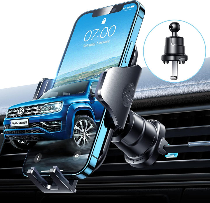 VANMASS Handyhalterung Auto Lüftung [2022 Upgrade Bombenfest Lüftungshaken] 360°Drehbar 100% Silikon