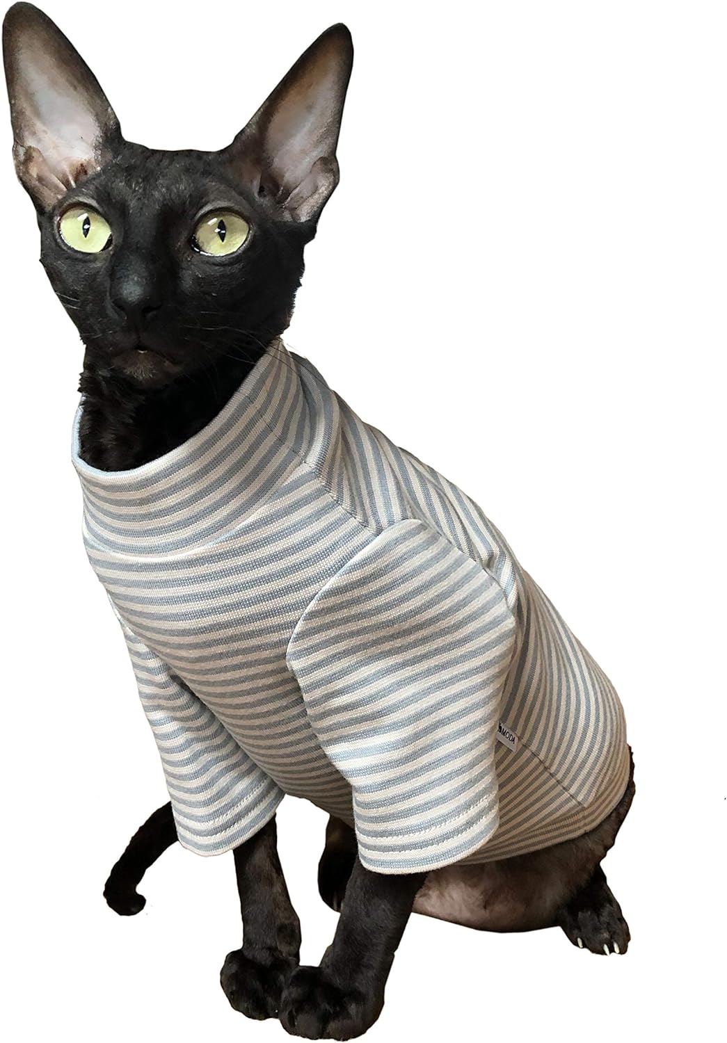 Kotomoda CAT WEAR Baumwoll-T-Shirt, Lange ƒrmel Hellgraue Streifen (XS), XS