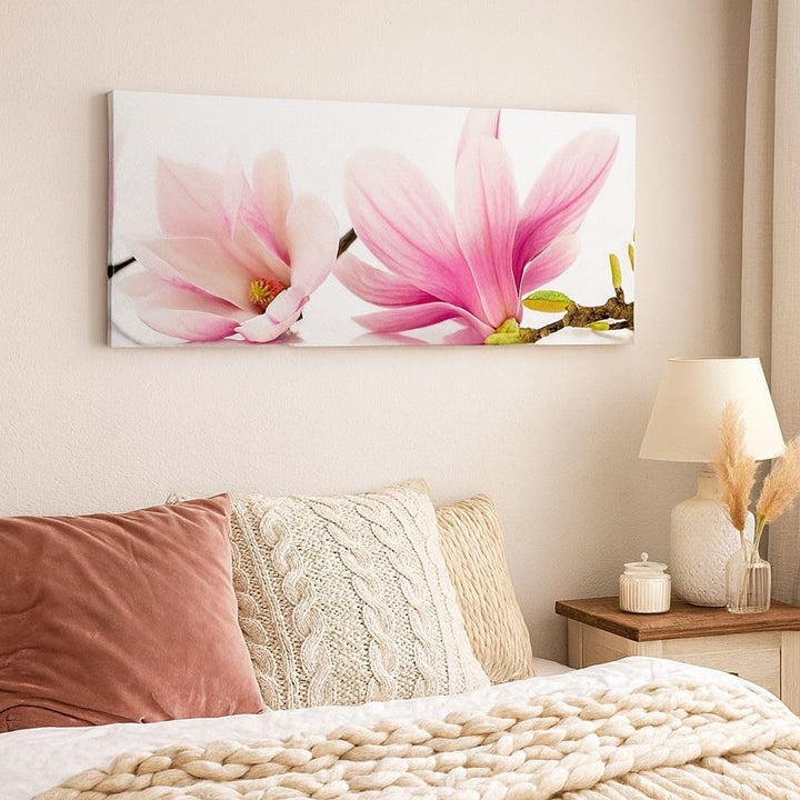 Wandbilder Dekoration Wohnzimmer Magnolie blume natur pflanze Panorama Bilder auf Leinwand 120x50cm