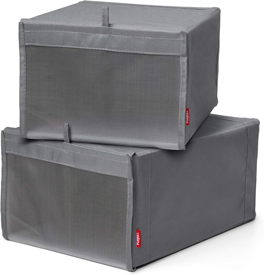 Rayen | Stapelbare Schuhboxen | 2er Pack | Klettverschluss | Premium-Serie | Masse: 23 x 34 x 16 cm