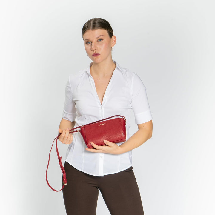Lazarotti Bologna Leder Umhängetasche Damen | verstellbarer Schultergurt | mittelgrosse Crossbody Ba