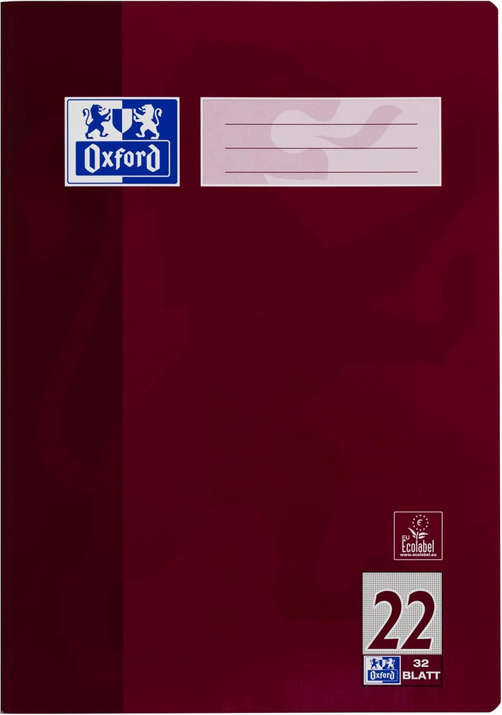 Oxford Schulheft A4, 32 Blatt, Lineatur 22, kariert, 10 Stück 10 Stück Lineatur 22 - kariert, 10 Stü