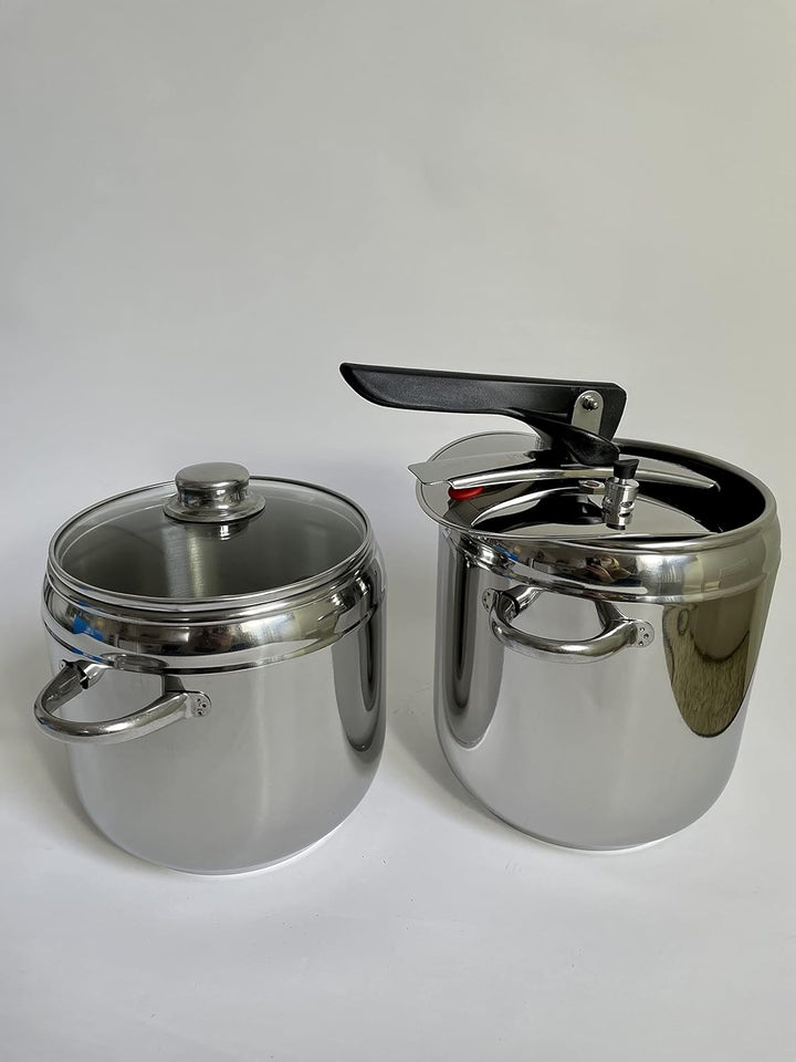 Pintinox, Duetto Schnellkochtopf First aus nickelfreiem Edelstahl, induktionsgeeignet, mit 4 Sicherh