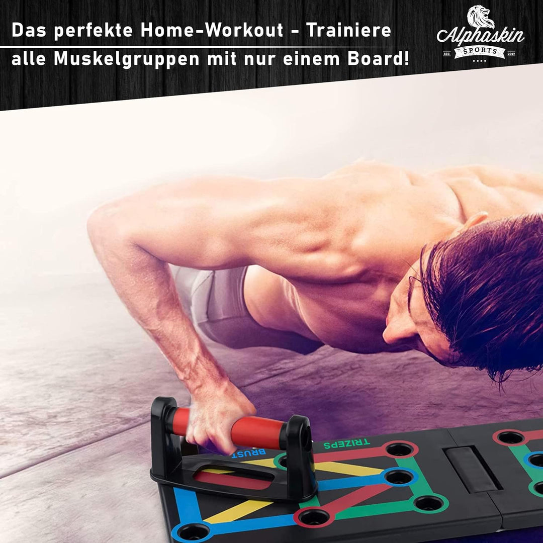 ALPHASKIN® Premium Liegestützbrett Set I Liegestützgriffe Homeworkout I 9 in 1 Push Up Bar I Homegym