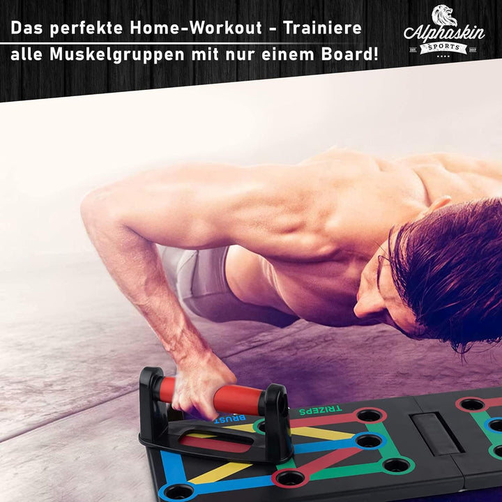 ALPHASKIN® Premium Liegestützbrett Set I Liegestützgriffe Homeworkout I 9 in 1 Push Up Bar I Homegym