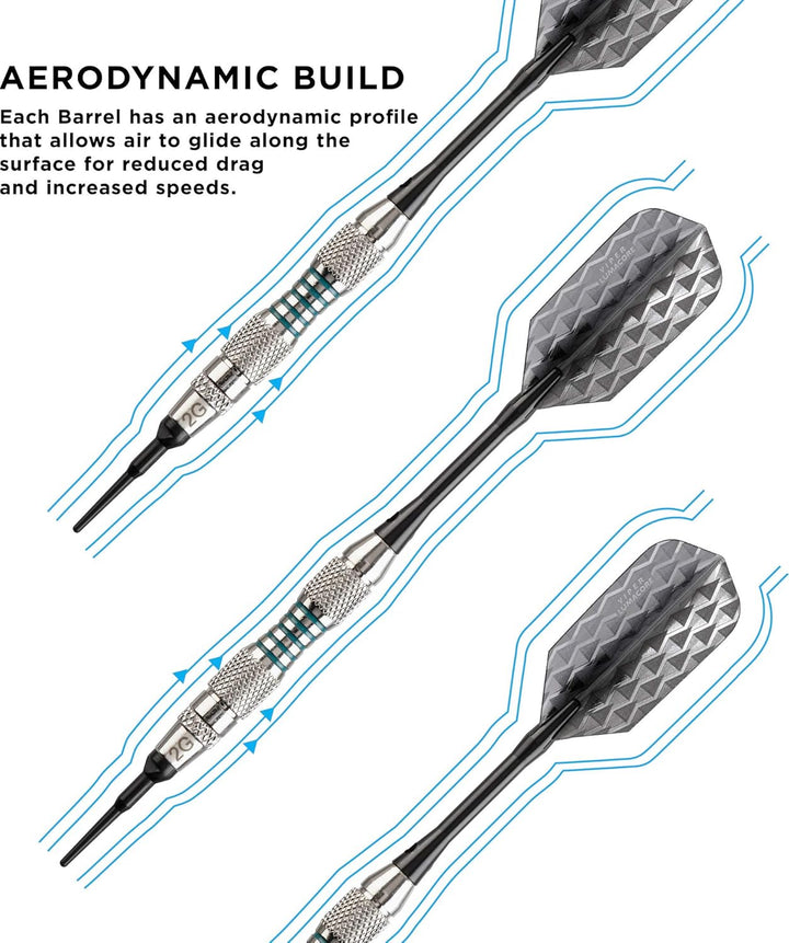Viper Bobcat Dartpfeile mit weicher Spitze, verstellbar, mit Aufbewahrungs-/Reiseetui Nickel-Silber-