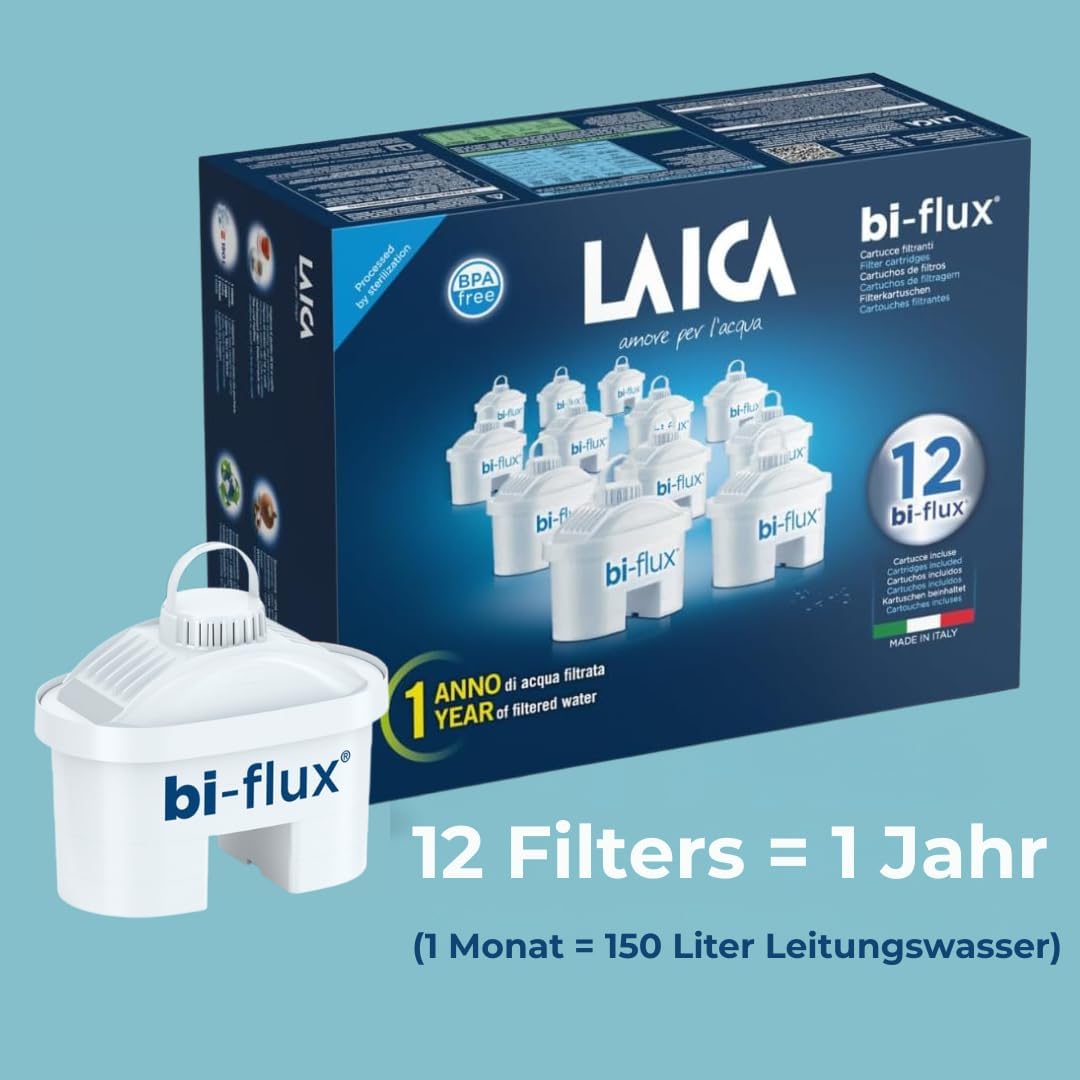 LAICA Filterkartuschen bi-flux 5 + 1 Pack, Kartuschen für alle Laica Wasserfilter 1 Weiss, 1 Weiss