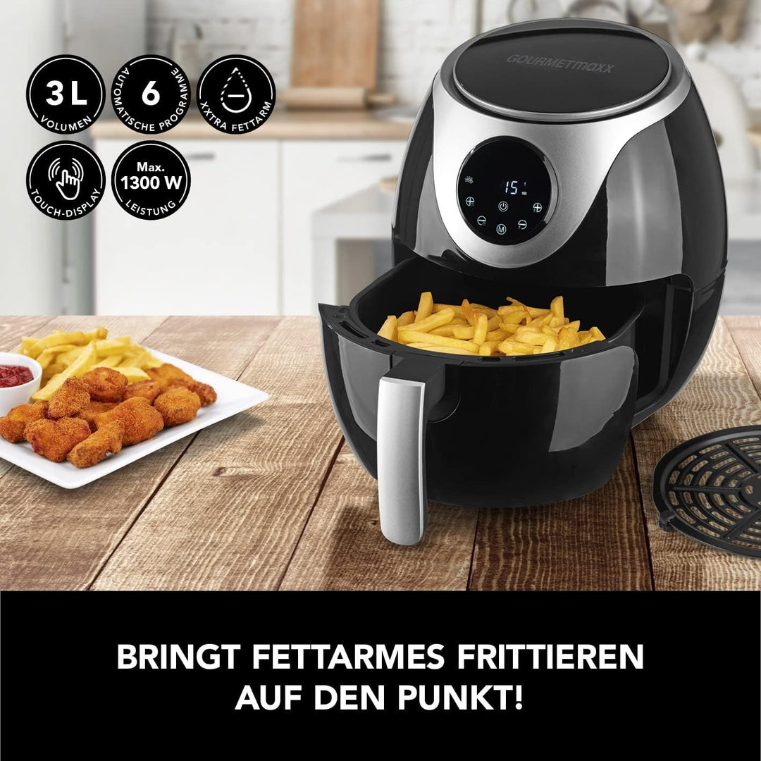 GOURMETmaxx Heissluft-Fritteuse Digital | 60 Min Timerfunktion und automatische Abschaltung | Fett-