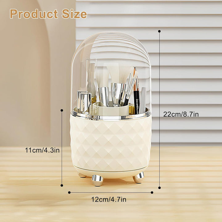 Makeup Brush Holder Organizer 360°Drehbarer Pinsel Organizer mit Deckel Staubdicht Kosmetik Make Up