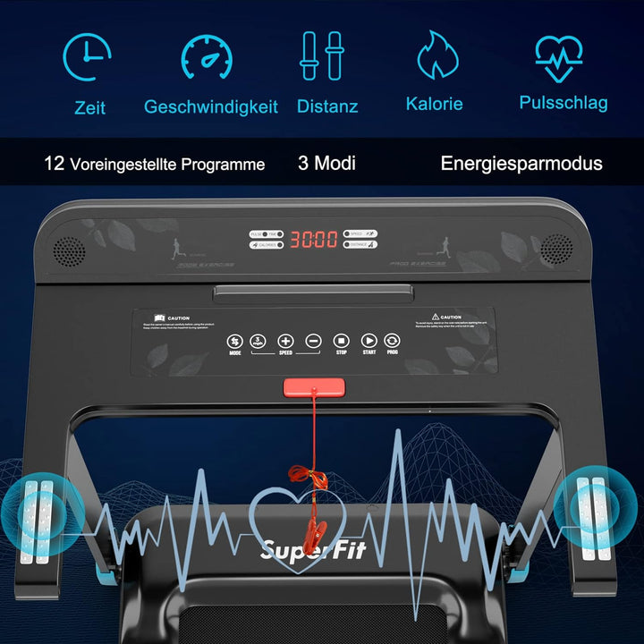 GOPLUS Klappbares Laufband, elektrisches Laufband mit 12 voreingestellten Programmen, App-Steuerung,