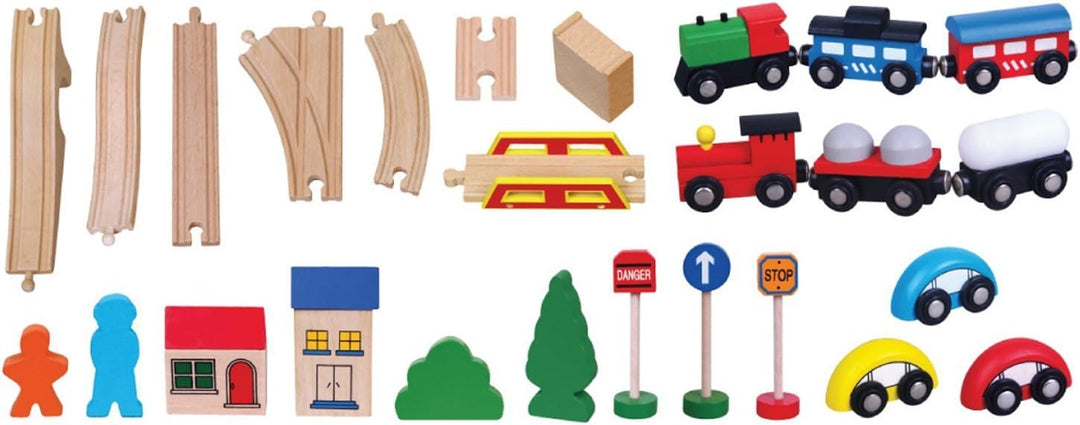 VIGA Toys - Holzeisenbahn - Stadt - 49 Teile 2043646, Multi Color