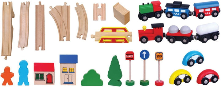 VIGA Toys - Holzeisenbahn - Stadt - 49 Teile 2043646, Multi Color