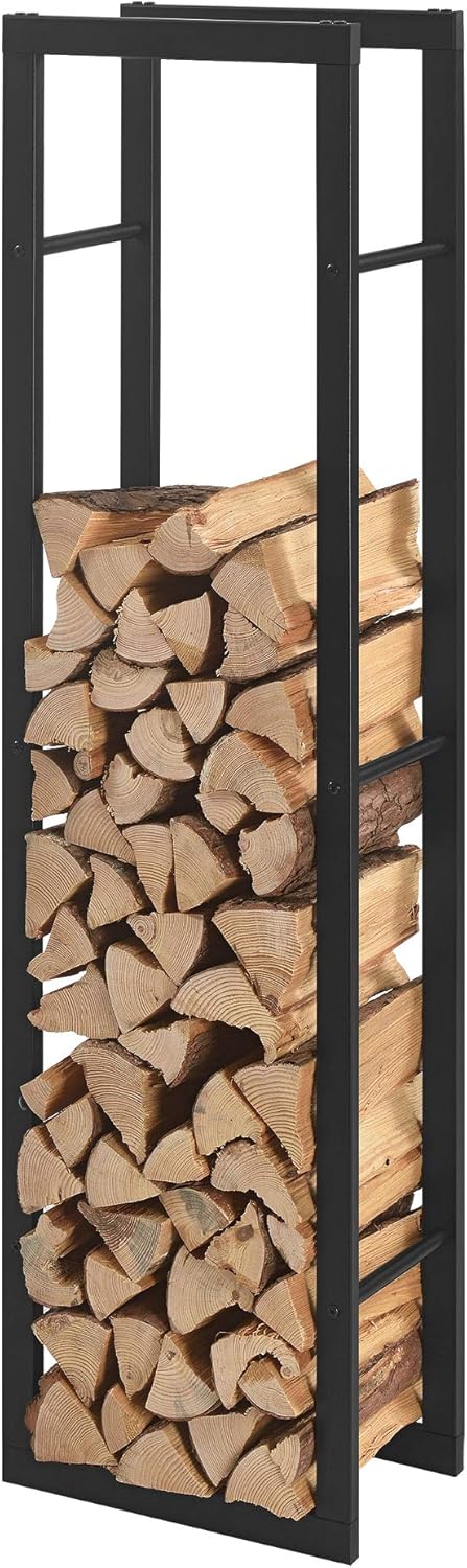 [en.casa] Kaminholzregal Täby Brennholzregal innen aussen Metall 40 x 25 x 150 cm Holzunterstand Sta