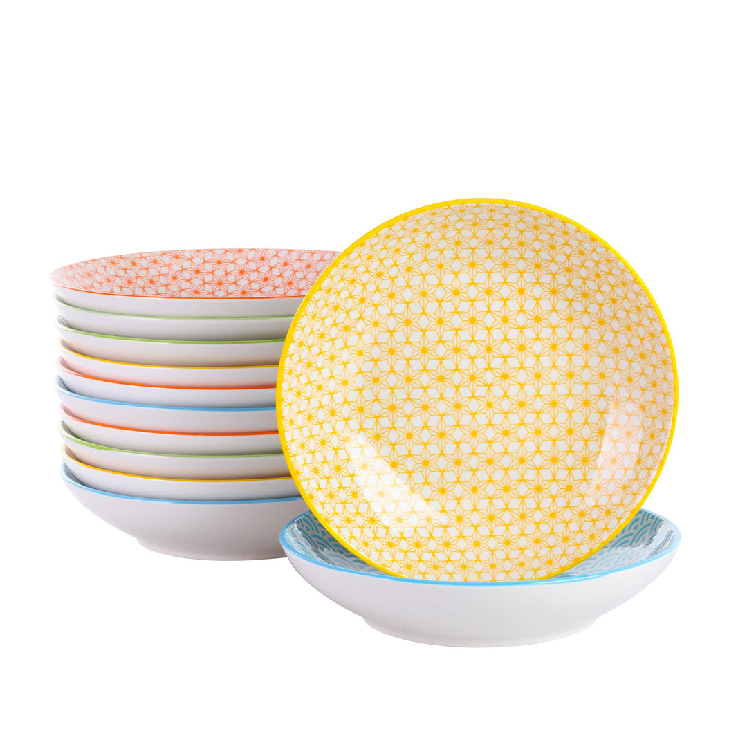 vancasso Natsuki Porzellan Suppenteller, 12 TLG. Tiefteller Set, Durchmesser 21,5 cm 700ml 12 Piece