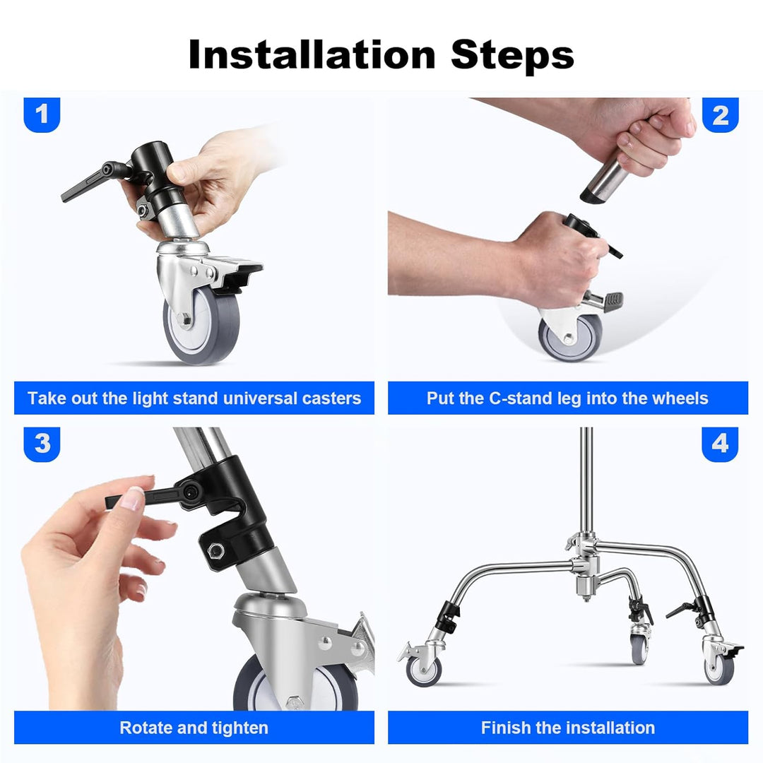 Soonpho 3 Stück C Stand Rollen Stativrollen für Stativ Wheels Stativ Wheels C Ständer Professional L