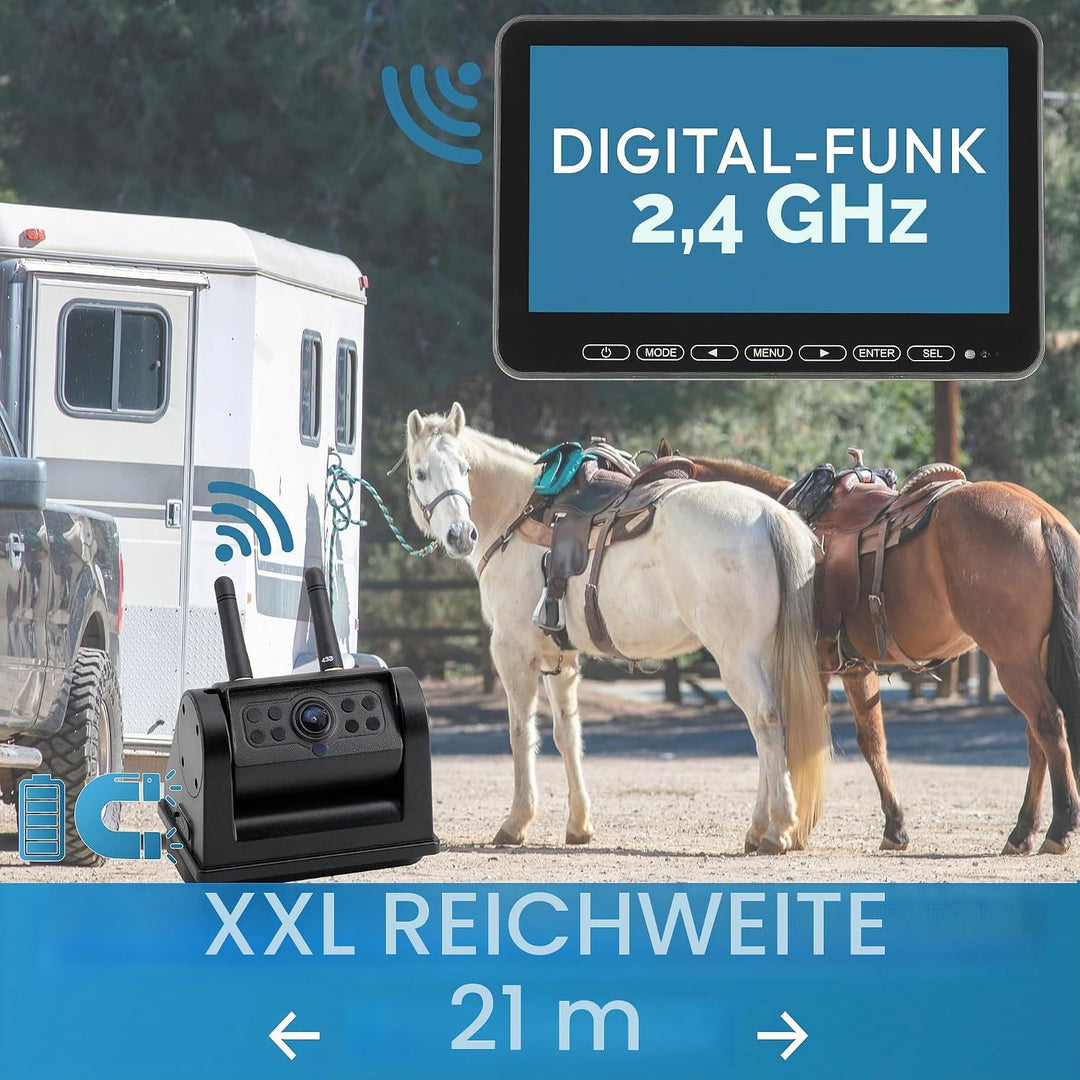 VSG24 10“ Element HD XL | 4 Kameras Funk Rückfahrsystem Akku Magnet für Wohnmobil &amp; LKW, KFZ Set kab
