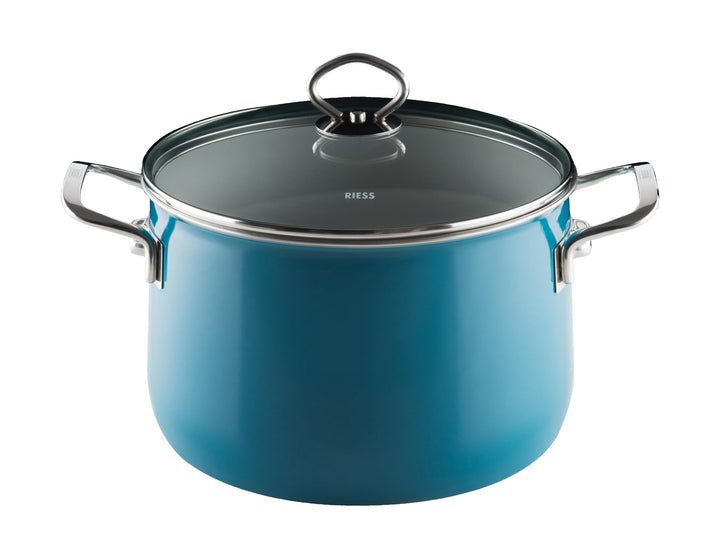 Riess, 0705-010, Fleischtopf mit Glasdeckel, NOUVELLE-AQUAMARIN EXTRA STARK, Durchmessser 24 cm, Höh