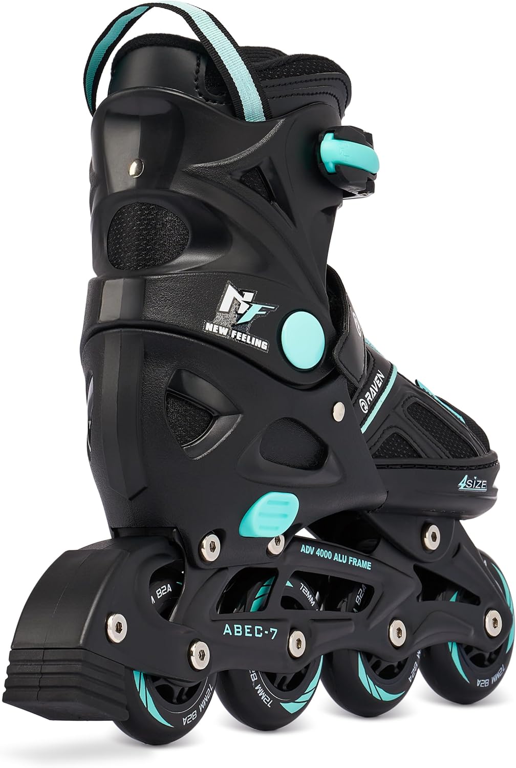 Raven Pulse Black/Mint 2in1 Verstellbare Schlittschuhe und Inline Skates - Inliner für Kinder und Er
