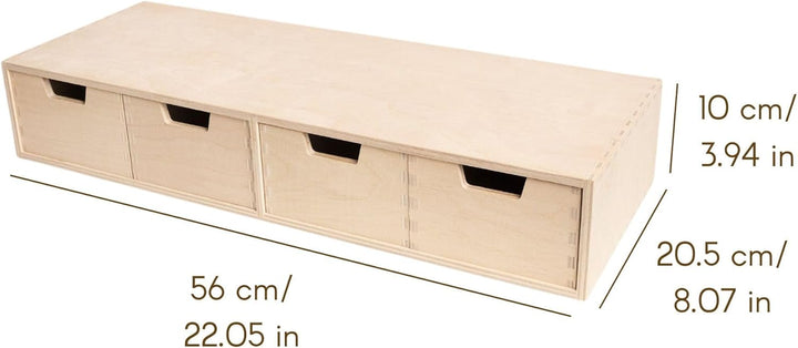 Creative Deco Schubladenbox Schubladenelement 4 Schubladen | 56x20,5x10 cm | (+/- 1 cm) | Mini-Kommo