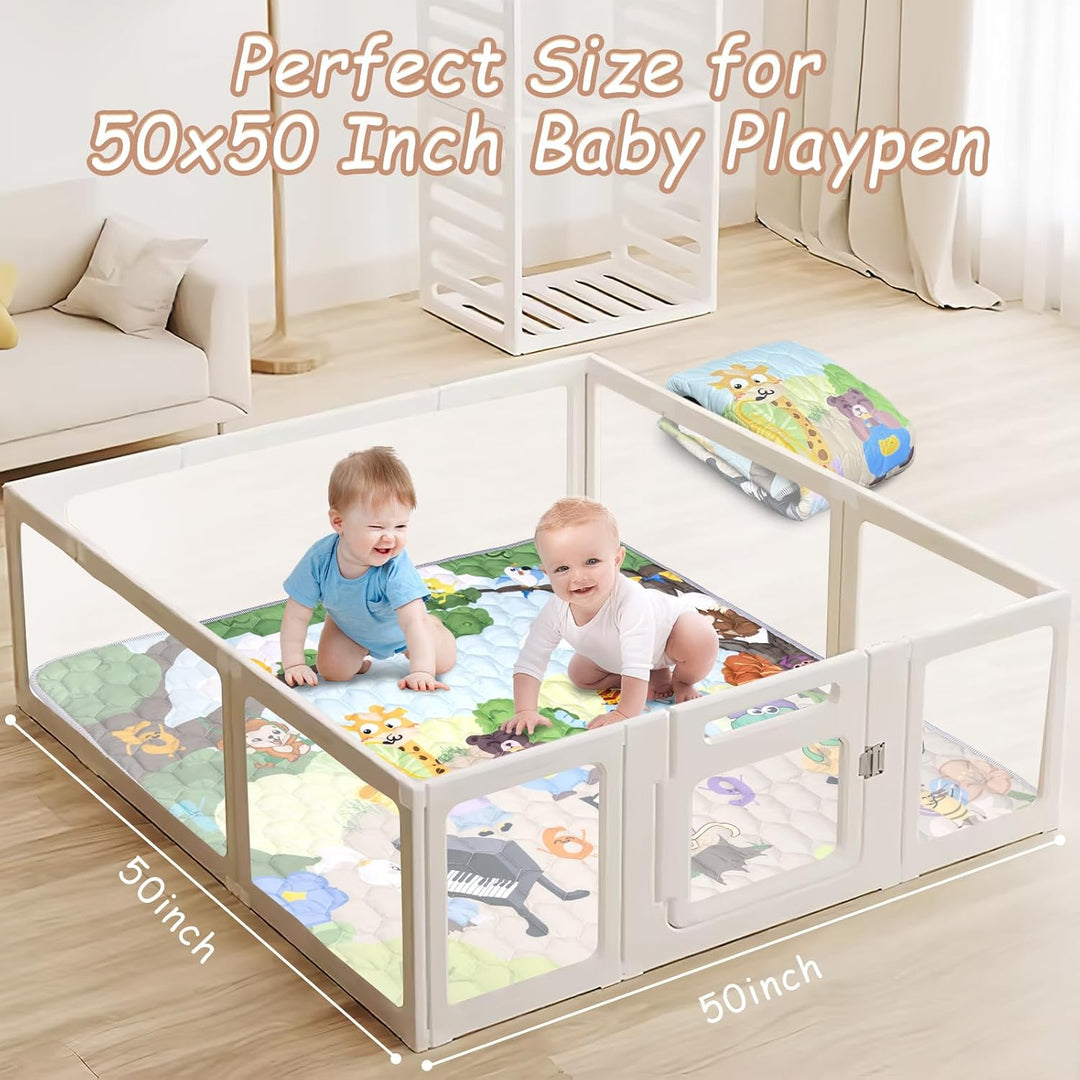 Faltbare Baby Spielmatte Krabbelmatte - Wasserdichte Rutschfester Krabbeldecke, 127x127cm Tiere Zahl