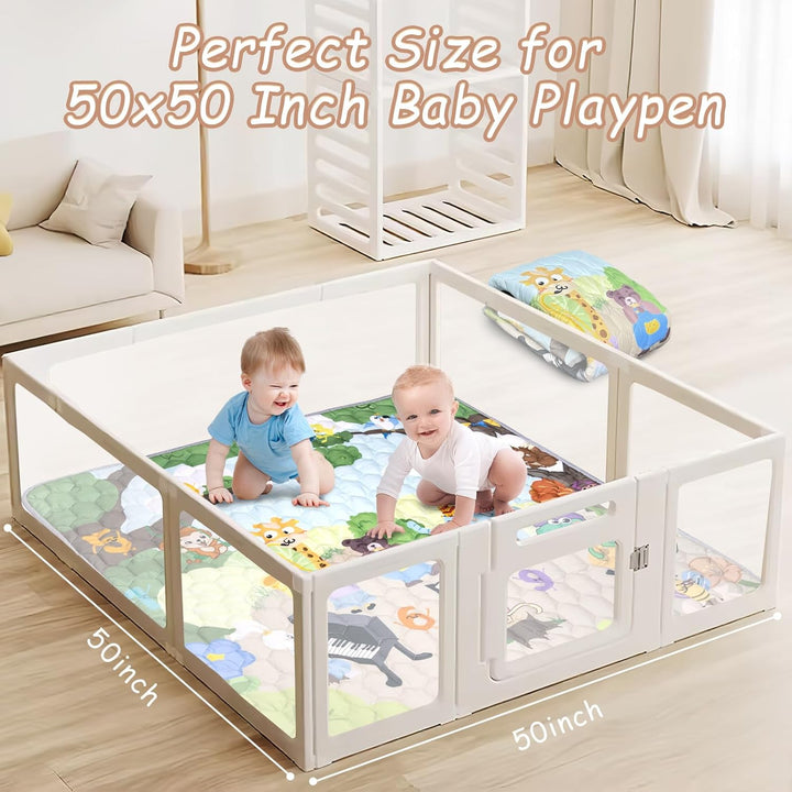 Faltbare Baby Spielmatte Krabbelmatte - Wasserdichte Rutschfester Krabbeldecke, 127x127cm Tiere Zahl