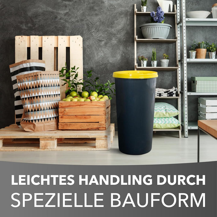 Mülleimer 60l mit geruchsdichtem Deckel (Gelb), Gelber Sack Ständer, Made in Germany, Müllsackstände