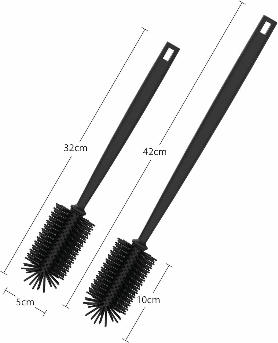 spottle Flaschenbürste Silikon - Reinigungsbürste mit langem Griff - Spülbürste lang & schwarz für G