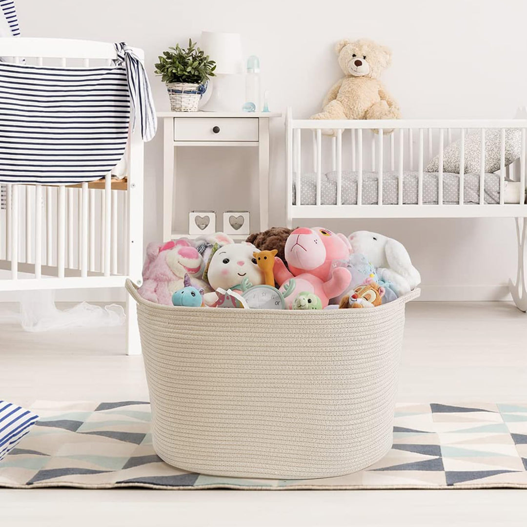 Maliton Aufbewahrungskorb, Wäschekorb weiss für Kleidung Bettwäsche, gross 50 x 33 CM Faltbarer Wäsc