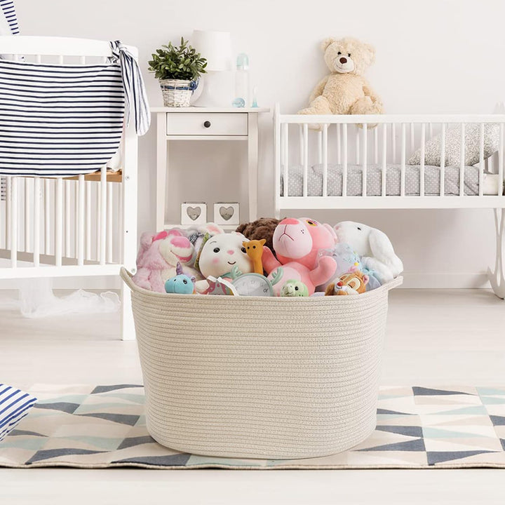 Maliton Aufbewahrungskorb, Wäschekorb weiss für Kleidung Bettwäsche, gross 50 x 33 CM Faltbarer Wäsc