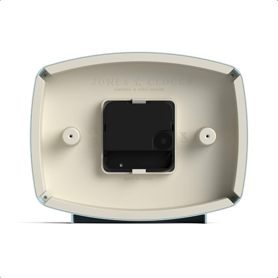 JONES CLOCKS® Schreibtischuhr 'Film' – rechteckiges Retro-Design in Blau, Cooler Look für Regal, Tis
