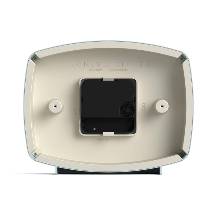 JONES CLOCKS® Schreibtischuhr 'Film' – rechteckiges Retro-Design in Blau, Cooler Look für Regal, Tis