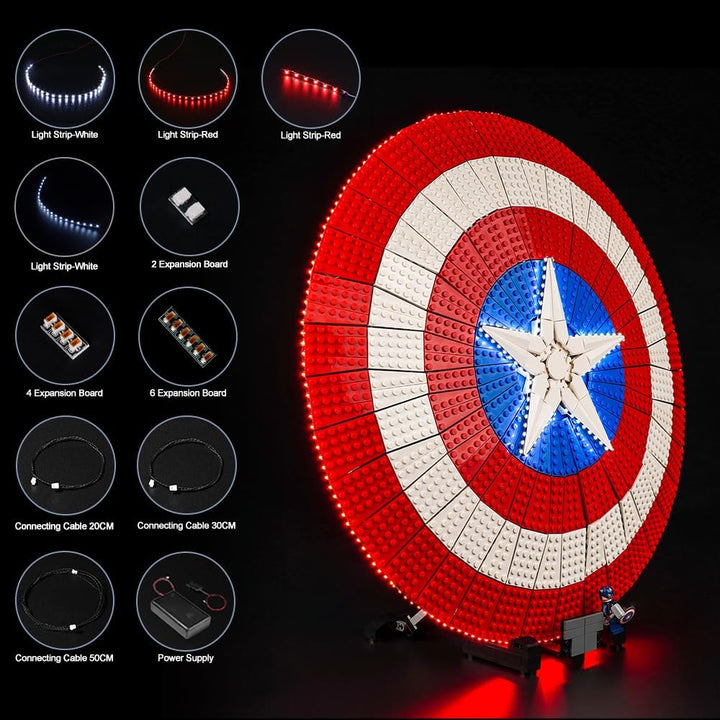 LocoLee Led Licht Set Kompatibel mit Lego Captain Americas Schild Set, Led Beleuchtungs Set Compatib